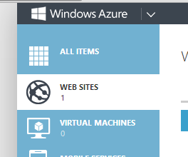 Azure web sites menu