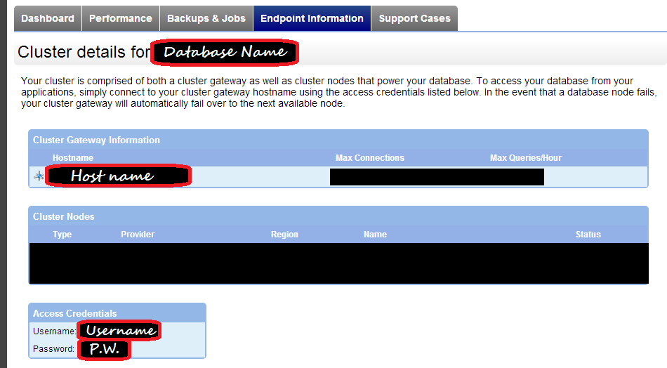 The ClearDB admin interface